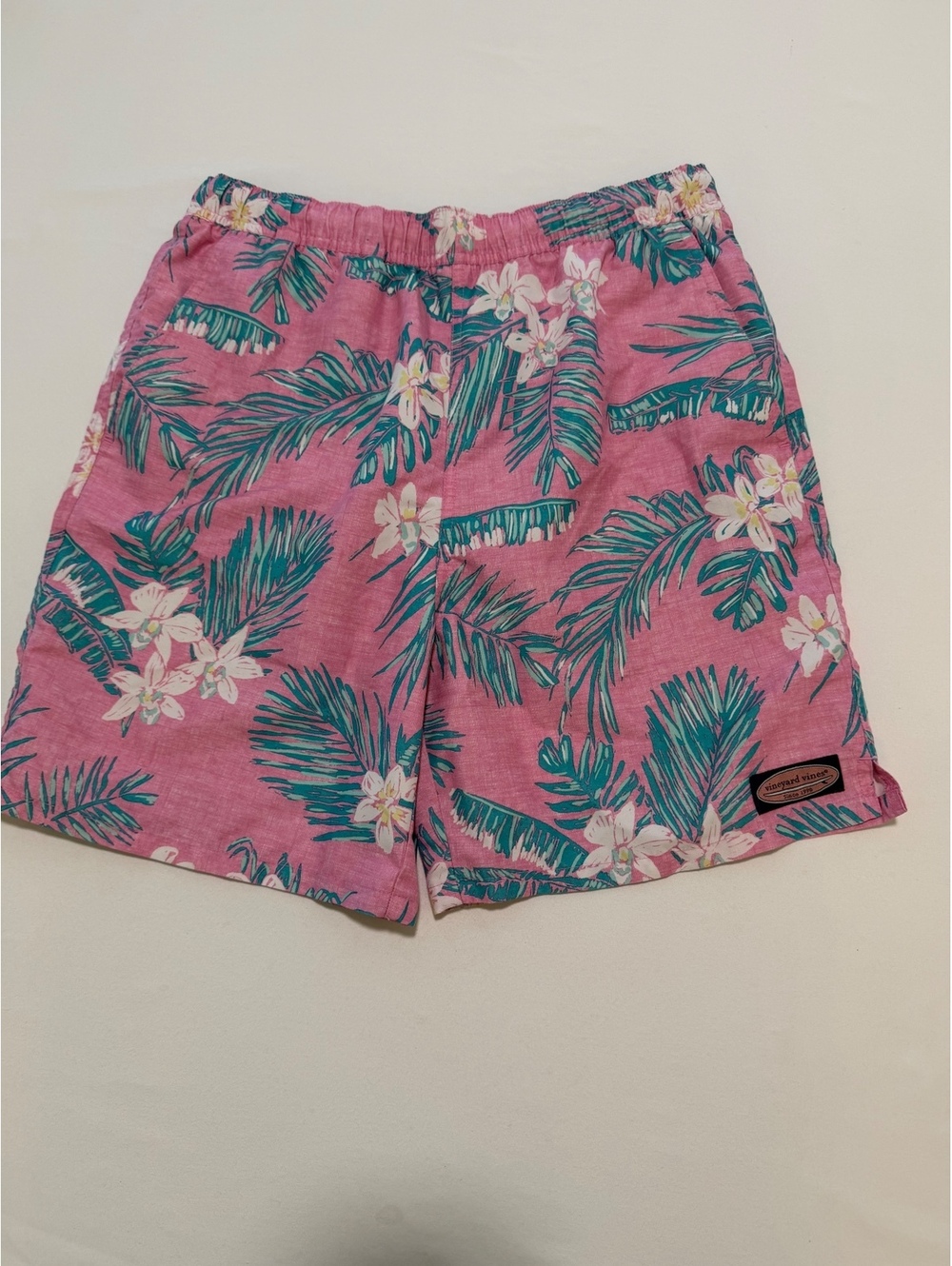 Vineyard Vines Boys XL Pink Floral Palm Print Swim Trunks